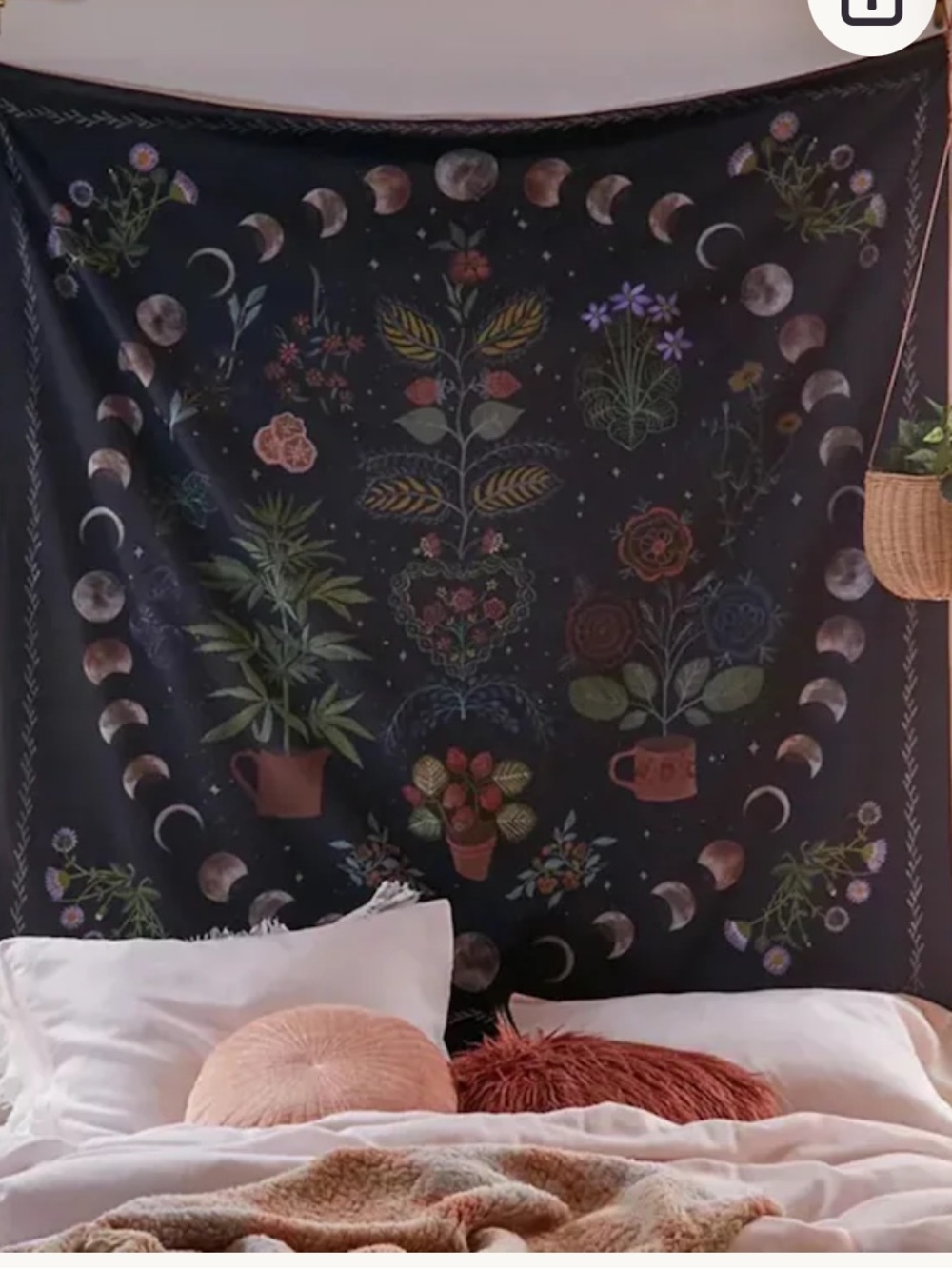 Botanical Moon Phase and Plant Wall Tapestry!